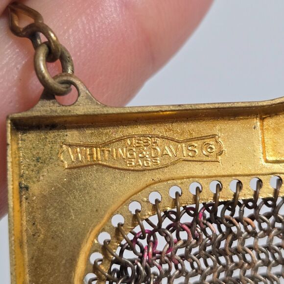 Vintage WHITING & DAVIS Pink Enameled Colorful Mesh Flapper Purse Tiny ~ READ - Picture 10 of 10